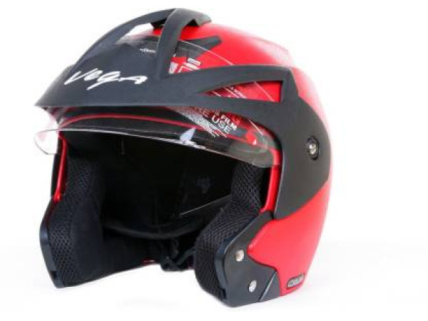 VEGA Crux OF (Open Face) Motorbike Helmet  (Red)